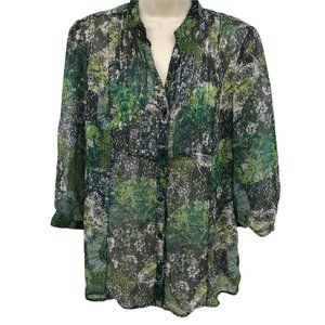 Christopher & Banks Women Long Sleeve Lightweight Multicolor Sheer Blouse Size M